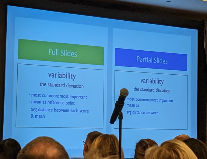 Slide describing the full and partial slides condition. In the partial slide condition only the first half of each bullet point was provided.