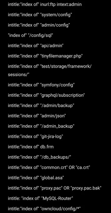 Google dorks for hacking and pentesting