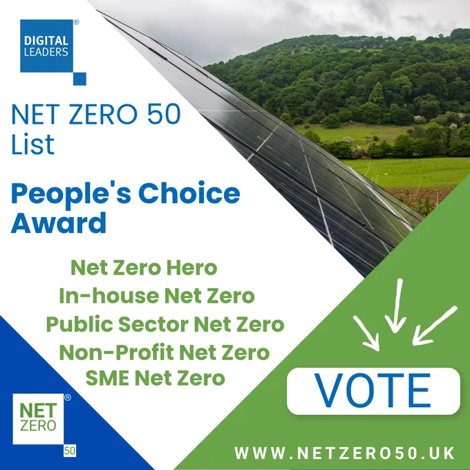 We are excited to announce the opening of the People's Choice Vote, where you can vote for your favourite list member to receive the award.🌿  👩🏻‍💻Take a look at the list and vote for your favourites:👉🏼 https://www.netzero50.uk/vote #NetZero50 #COP27 #DigiLeaders