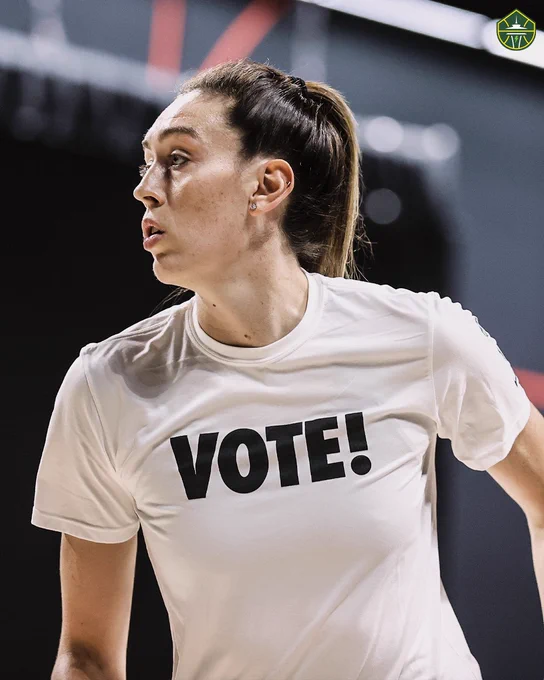 Breanna Stewart in “VOTE!” shooting shirt