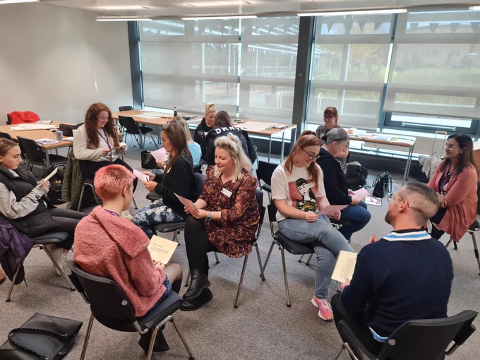 Group of students on training in a classroom 