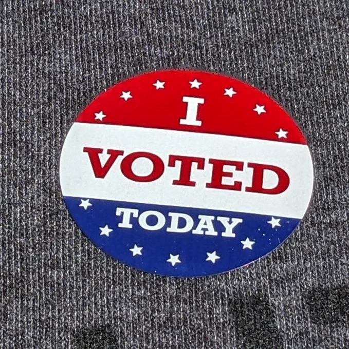 The "I Voted Today" sticker that I was given today while voting