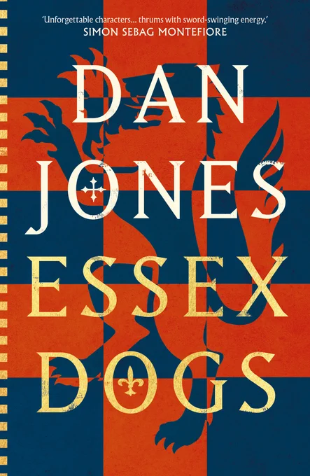The cover for Essex Dogs which is a red and blue checkerboard with an essex lion outlined. 