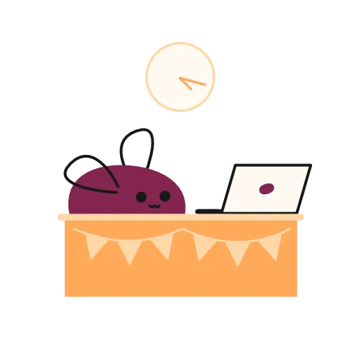 eggbug sitting at a support desk
