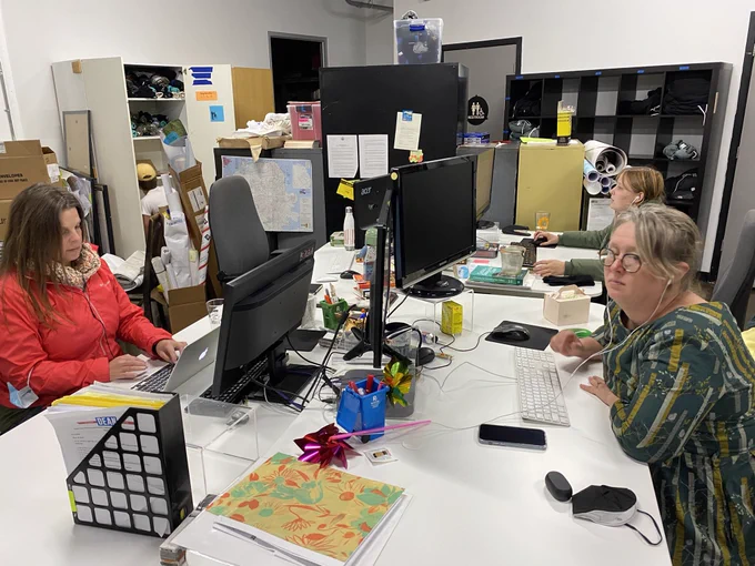 Volunteers making phone calls for Prop J