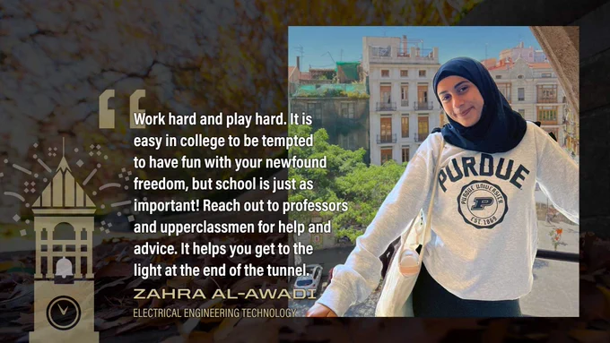 Zahra Al-Awadi, a first-generation college student majoring in electrical engineering technology