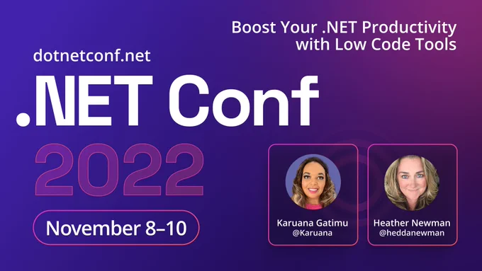 Karuana Gatimu and Heather Newman graphic for their speaking session at the DotNetConference