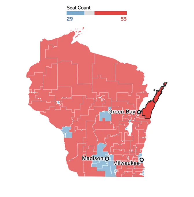 Assembly district map of Wisconsin