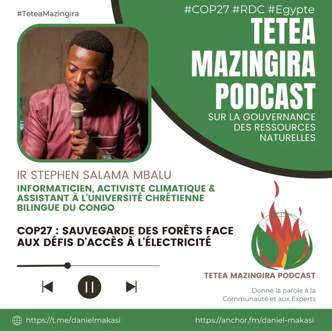 #COP27 #Podcast : Parlons de la sauvegarde des #forêts face aux défis d'accès à l'électricité avec @STEPHENSALAMA dans #TeteaMazingira #KongoClimate https://podcastaddict.com/podcast/4102425