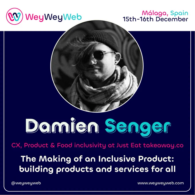 Damien Senger speaking about making an inclusive product at WeyWeyWeb