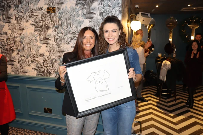 Sustainability Award is accepted by Ash Quinn who is photographed with NCBI head of Retail Beverley Scallan