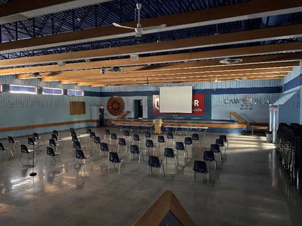 A photo of Unifor Local 222’s meeting hall.
