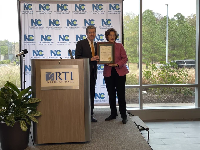 Gov. Cooper presents Secretary of State Elaine Marshall with Order of the Long Leaf Pine