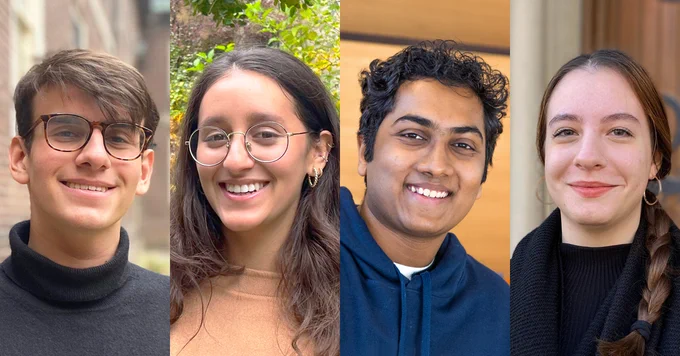 Headshots of the four student winners