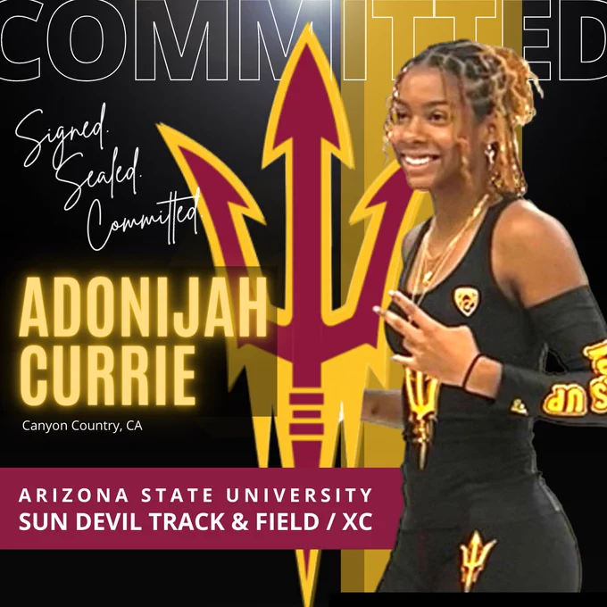 Adonijah "Donnie" Currie officially commits to Arizona State University, Sun Devil Track & Field. #ForksUp