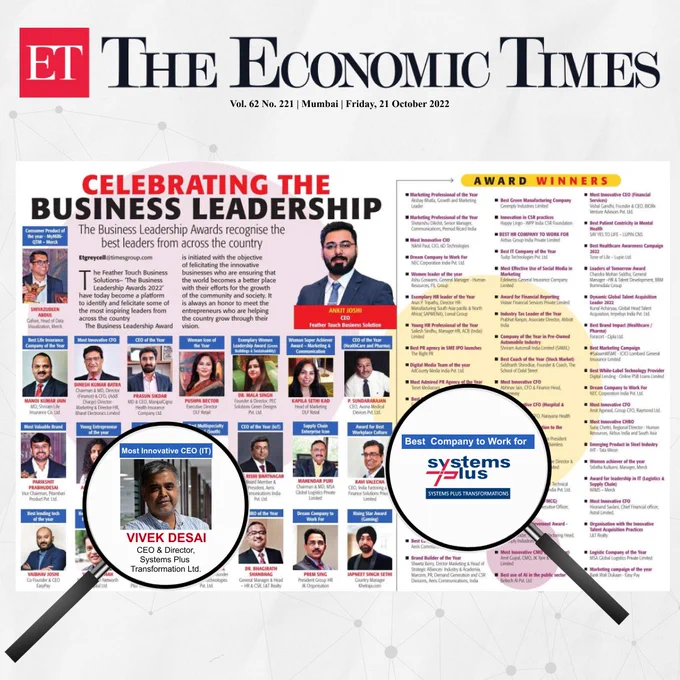 We are glad to be featured in the siliconindia magazine and The Economic Times as the "𝐁𝐞𝐬𝐭 𝐂𝐨𝐦𝐩𝐚𝐧𝐲 𝐭𝐨 𝐰𝐨𝐫𝐤 𝐟𝐨𝐫" by the "𝐁𝐮𝐬𝐢𝐧𝐞𝐬𝐬 𝐋𝐞𝐚𝐝𝐞𝐫𝐬𝐡𝐢𝐩 𝐀𝐰𝐚𝐫𝐝 𝟐𝟎𝟐𝟐". Also proud that our CEO 𝐕𝐢𝐯𝐞𝐤 𝐃𝐞𝐬𝐚𝐢 is recognized as the "𝐌𝐨𝐬𝐭 𝐈𝐧𝐧𝐨𝐯𝐚𝐭𝐢𝐯𝐞 𝐂𝐄𝐎 (𝐈𝐓)".



We are extremely grateful to all our team members, customers and partners who have helped us grow over the years. From the bottom of our hearts, we would like to say thank you for your continued support and belief in our company.



Silicon India: https://www.siliconindia.com/digital-magazine/clothing-brands-october-2022/



𝐌𝐞𝐝𝐢𝐚 𝐏𝐚𝐫𝐭𝐧𝐞𝐫: The Economic Times

𝐌𝐚𝐠𝐚𝐳𝐢𝐧𝐞 𝐏𝐚𝐫𝐭𝐧𝐞𝐫𝐬: siliconindia The Business Fame™ Thinkers360



Feather Touch Business Solutions GEM Alumni



#BestCompanyAward #BestCompanyAward2022 #MostInnovativeCEO #BusinessLeadershipAwards2022 #FeatherTouch #Success #AwardWinner #Values #Award #GreatWork #TeamWork #HR  #Innovation #