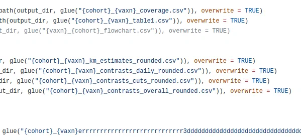 An extract of code written in the R programming language, with a series of commands ending with errrrrrrrrrrrrrrrrrr3dddddddddddddddddddddddddd