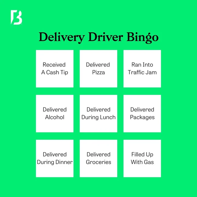 Delivery Driver Bingo - Buckle Delivery Insurance