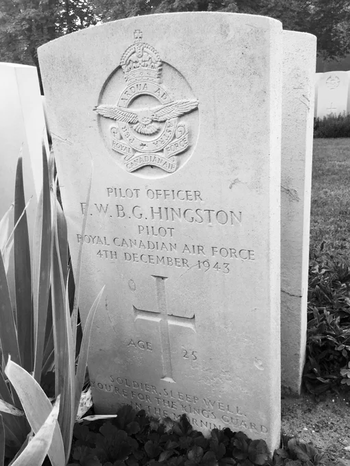 Gravestone of Royal Canadian Air Force veteran Billy Hingston from WWII.