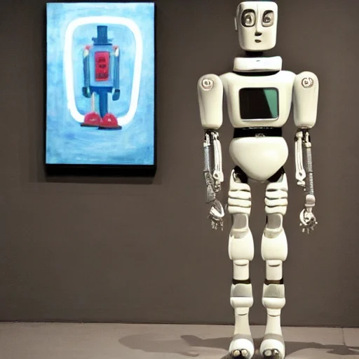 robot in an art gallery