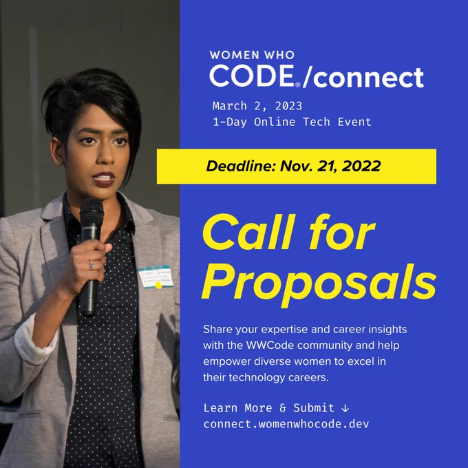Image of a woman speaking and Call for Proposals banner