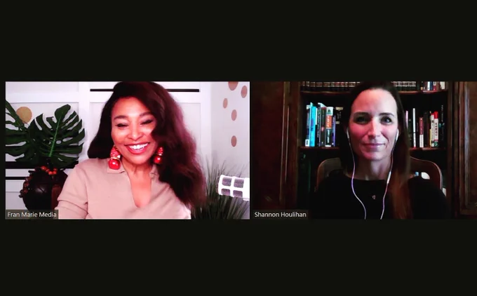 Fran and Shannon on a Zoom call screen, both are smiling