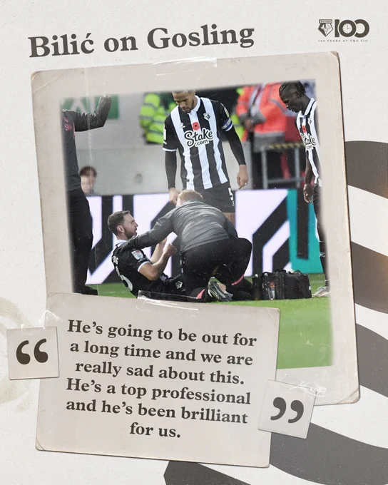 Slaven Bilić on Dan Gosling: “He’s going to be out for a long time and we are really sad about this. He’s a top professional and he’s been brilliant for us.”
