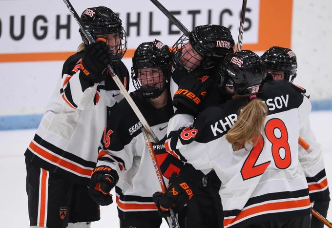 Women’s hockey celebration photo