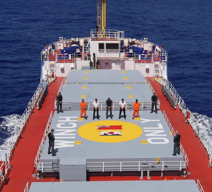 PNTL crew and CNC mark Remembrance Sunday on board a ship at sea