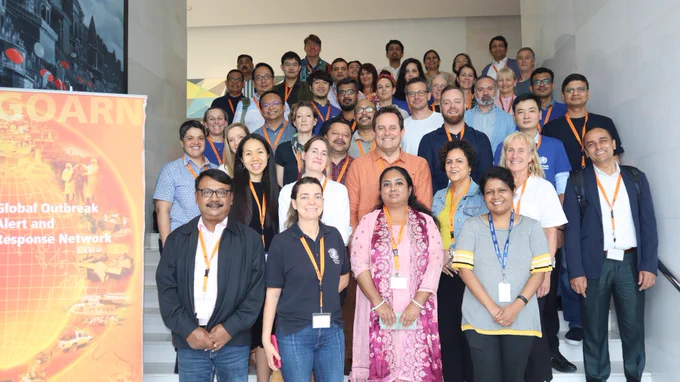 Partners of the WHO Global Outbreak Alert and Response Network attend an Outbreak Response Scenario Training in New Delhi, India.