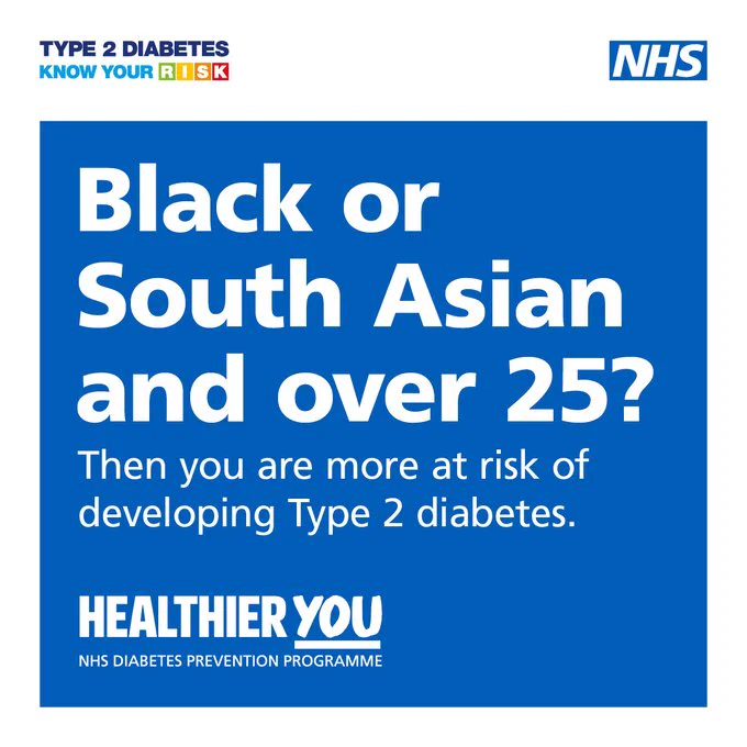 Black or South Asian and over 25? Then you are more at risk of developing Type 2 diabetes. 