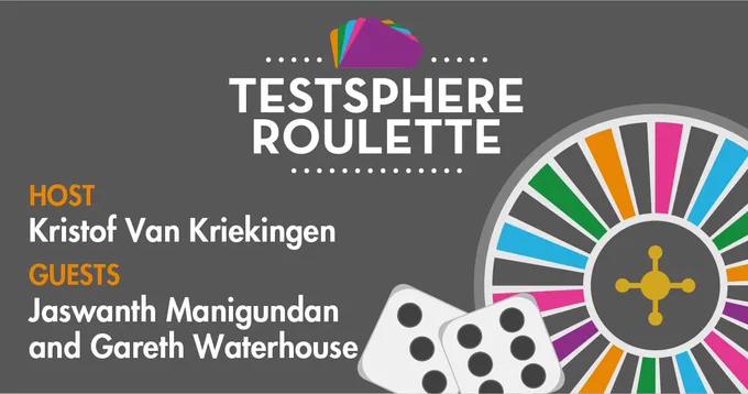 An illustration for a TestSphere episode with host Kristof Van Kriekingen and guests Jaswanth Manigundan and Gareth Waterhouse. 