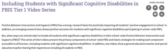 Screenshot of the TIES Center PBIS video series description at their youtube page.
