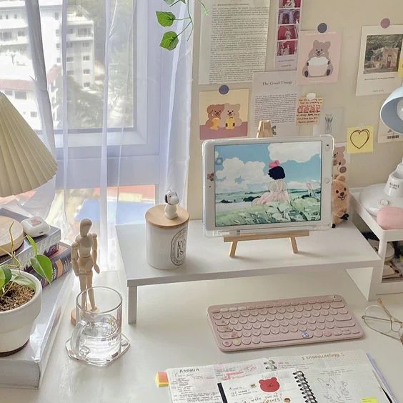 Colorful Desk Setup  
