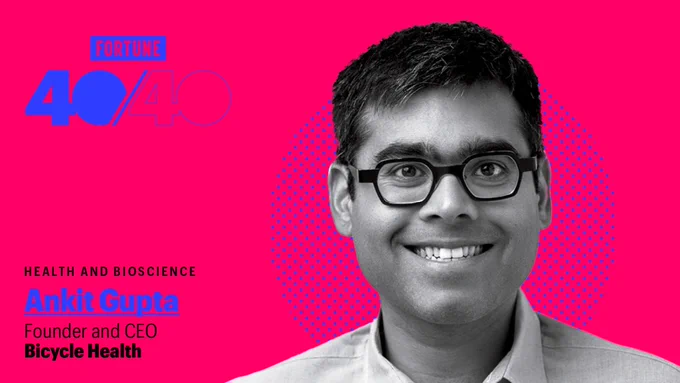 “Ankit Gupta” section of 40/40 list and photo of Ankit Gupta.
