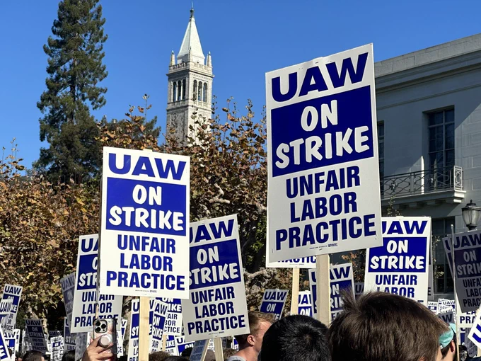 Pickets with the campanile in the background