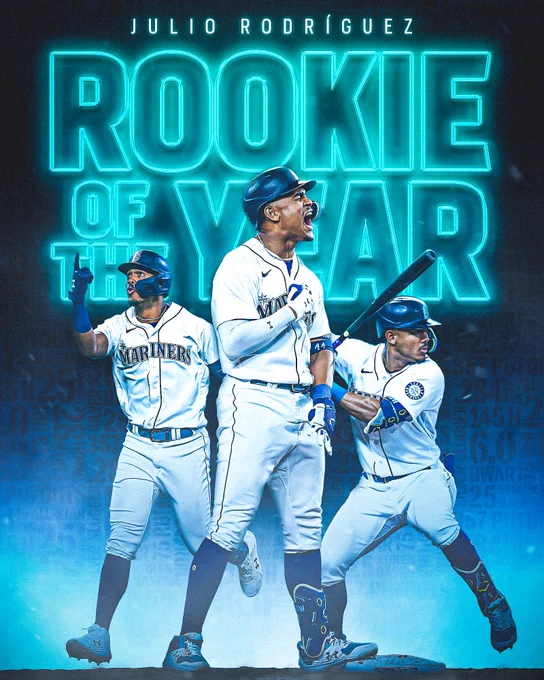 Graphic with Julio Rodriguez: Rookie of the Year.
