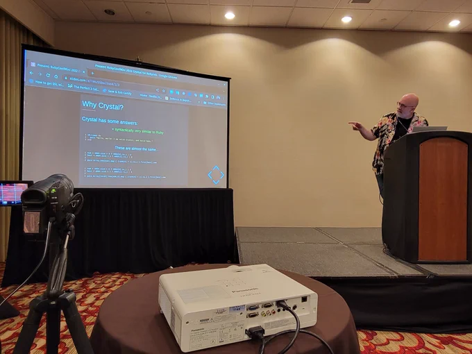 Kirk gives a presentation as part of his Crystal for Rubyists workshop