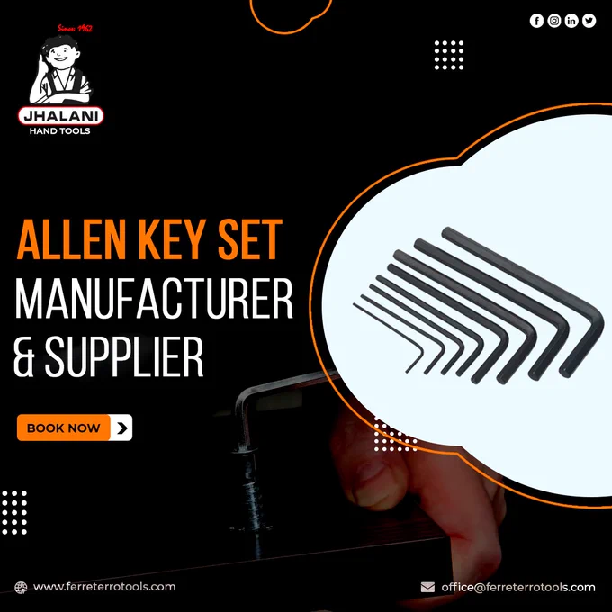 Get the correct Allen key set that helps you in the removal or installation of bolts with hex heads in many mechanical works and ease your easy task.  
                                                                                                                                          Ferreterro tools (Jhalani) is the leading Allen key set Manufacturer and supplier that offers best-in-class handtools. 