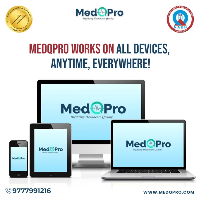 With Easy to install and operate, the JCI and NABH Compliant Healthcare QMS software "MedQPro", works on all devices, anytime, anywhere.

To know more about India’s most comprehensive Hospital QMS software visit us at www.medqpro.com or contact us @  91 9777991216

#hospitalsoftware #MedQPrro #nabhaccredited #nabhhospital #qualityimprovement #qualitymanagementsystem  #qms #incidentmanagement #nabh #hospitalmanagement