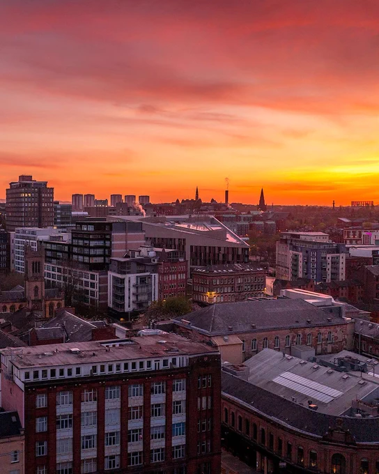 Sunset over Glasgow city centre