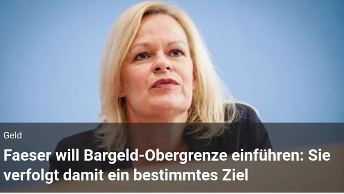 Faeser will Bargeld-Obergrenze einführen: Sie verfolgt damit ein bestimmtes Ziel