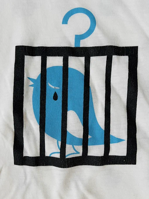 An illustration of a blue bird stuck in a cage.