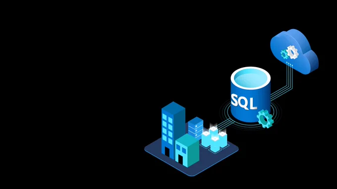 A diagram showing SQL Server attached to Azure and a collection of buildings.