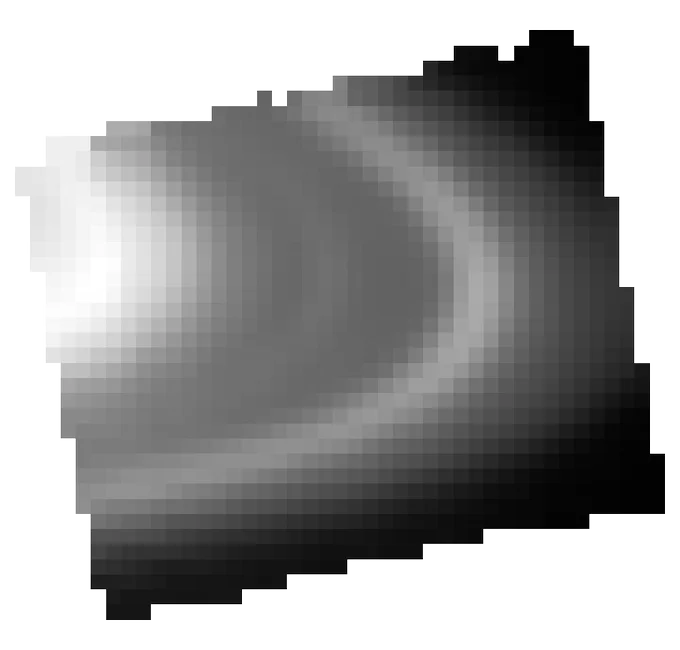 A low resolution view of Saturn's rings. Individual pixels are clearly visible.