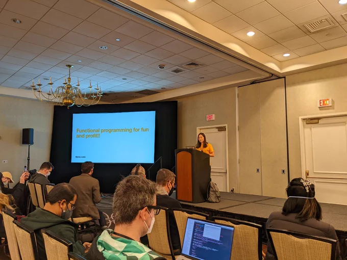 Jenny Shih on stage at RubyConf Mini 
