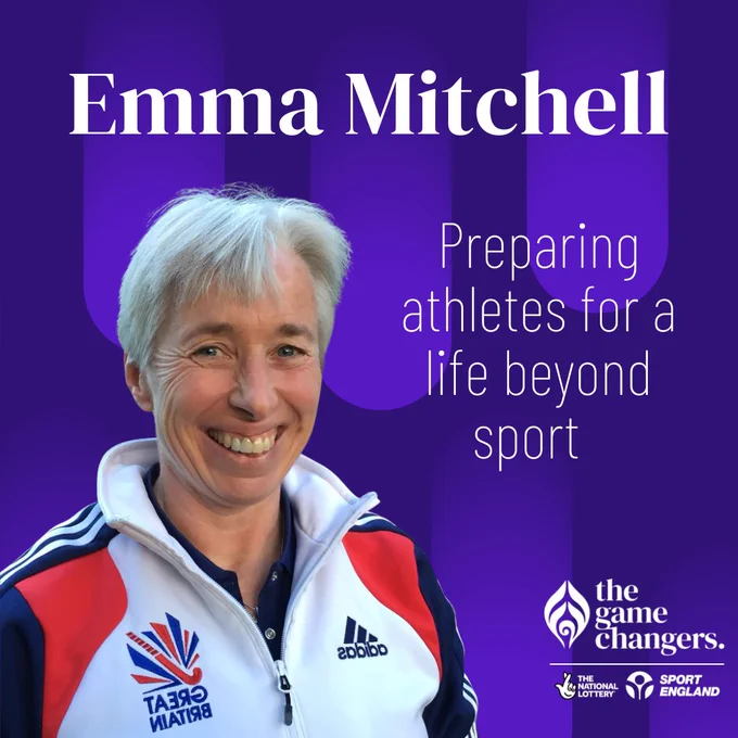 The Game Changers podcast graphic: Emma Mitchell, preparing athletes for a life beyond sport.