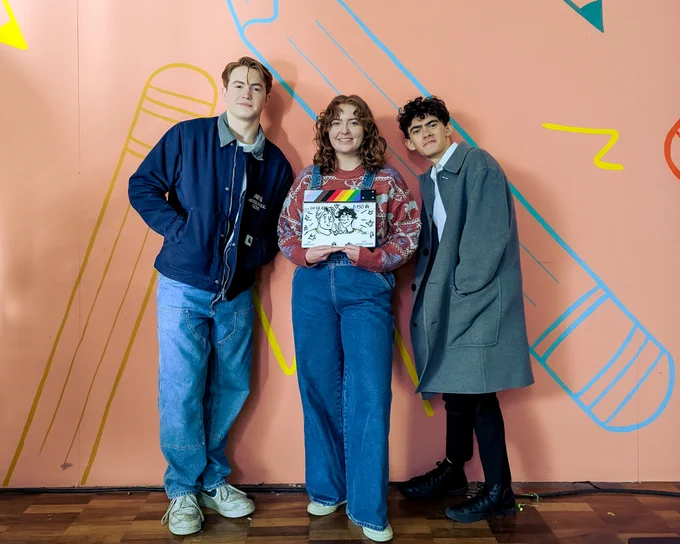 Photo of writer/creator Alice Oseman and actors Kit Connor and Joe Locke