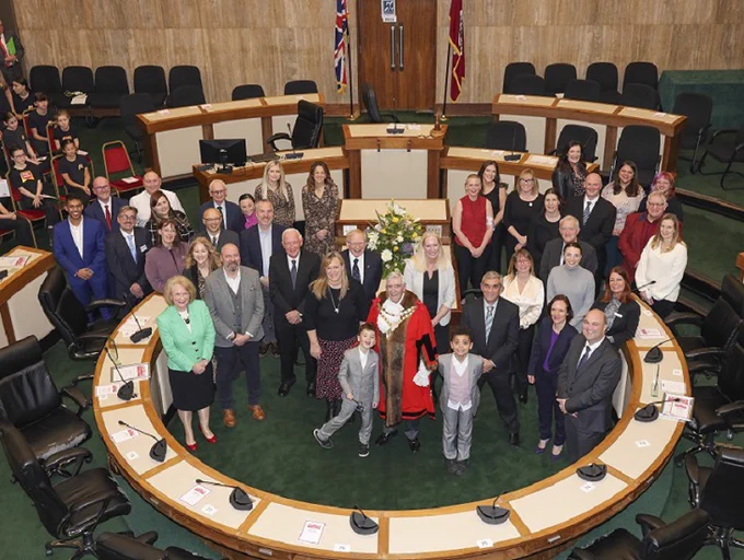 The Mayor of Solihull, Councillor Ken Meeson, with the winners of this year's Civic Honours Awards.