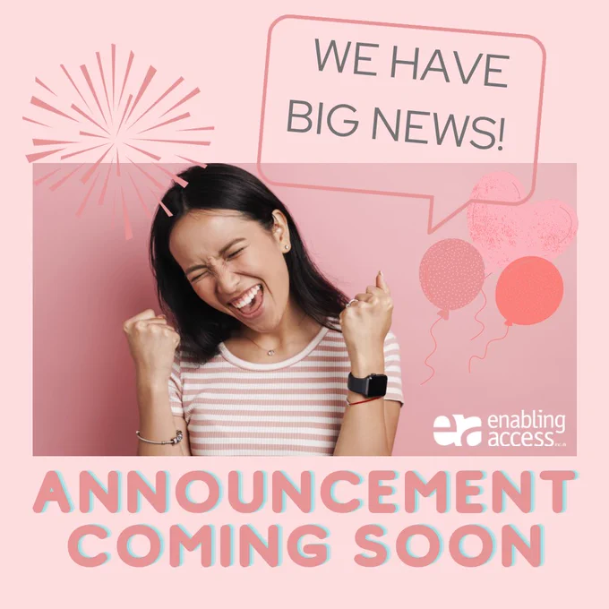 [Image Description: image of woman expressing excitement on pink background with text bubble that says "We Have Big News" and "Announcement Coming Soon!"]